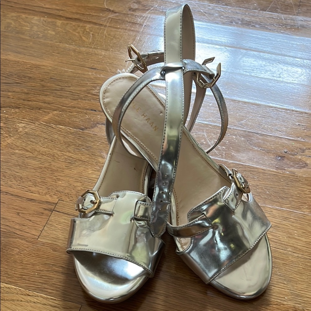 Cole Haan Silver Strappy Sandals Elegant Design